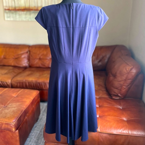 Calvin Klein • Midi Navy Blue Short Sleeve Formal Dress - Picture 2 of 9